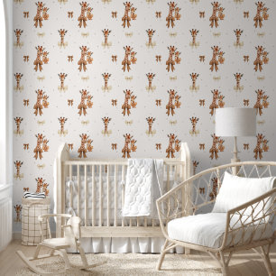Schattige Boho Giraffe Pattern Baby Meisje Kwekeri Behang