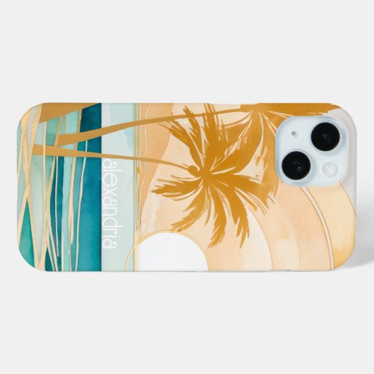 Schattige Boho Gold Abstract strandlandschap met n Case-Mate iPhone Case (Achterkant (horizontaal))