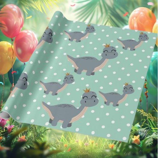 Schattige Boho Green Dinosaur Party Cadeaupapier