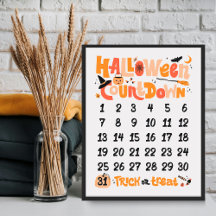 Schattige Boho Halloween Countdown Poster