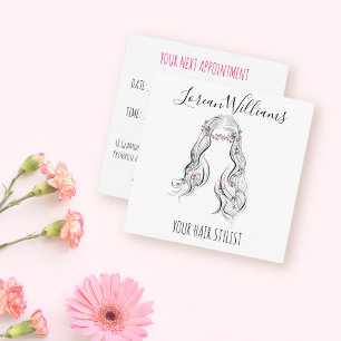 Schattige Boho kapsel bruiloft haar stylist bloemi Afsprakenkaartje
