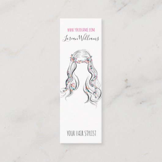 Schattige Boho kapsel bruiloft haar stylist bloemi Mini Visitekaartje (Voorkant)