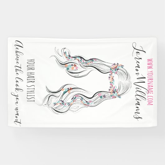 Schattige Boho kapsel bruiloft haar stylist bloemi Spandoek (Horizontaal)