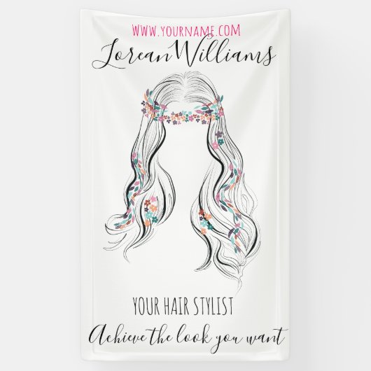 Schattige Boho kapsel bruiloft haar stylist bloemi Spandoek (Verticaal)