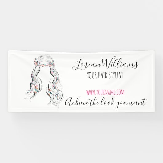 Schattige Boho kapsel bruiloft haar stylist bloemi Spandoek (Horizontaal)