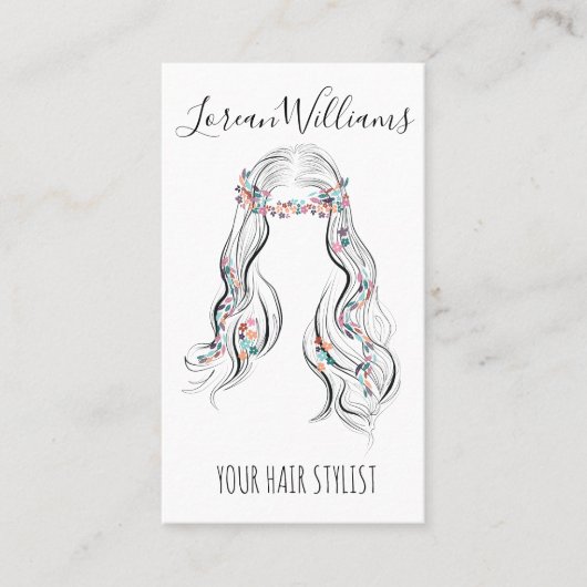 Schattige Boho kapsel bruiloft haar stylist Floral Visitekaartje (Voorkant)