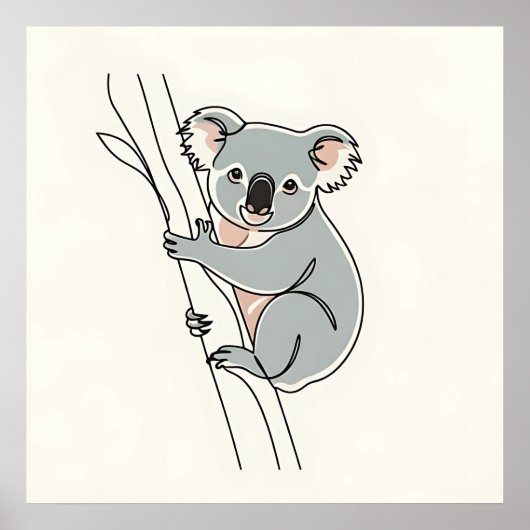 Schattige Boho Koala Lijn Kunst Poster (Voorkant)