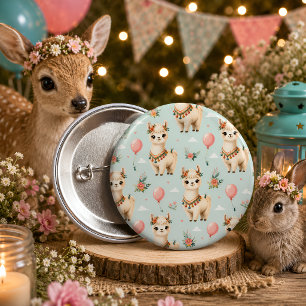 Schattige Boho Lama Ronde Button 5,7 Cm