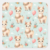 Schattige Boho Lama Vierkante Sticker (Voorkant)