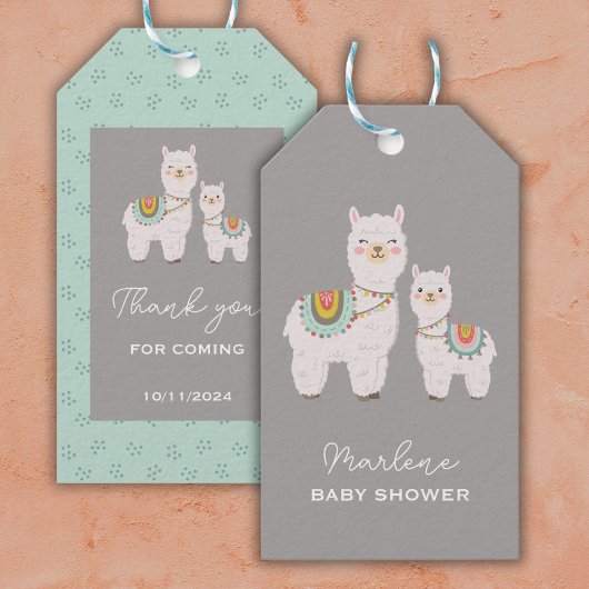 Schattige Boho Llama baby shower Cadeaulabel