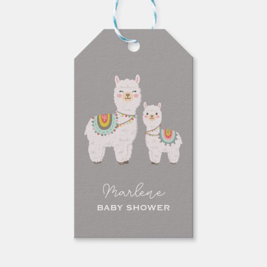 Schattige Boho Llama baby shower Cadeaulabel (Voorkant)