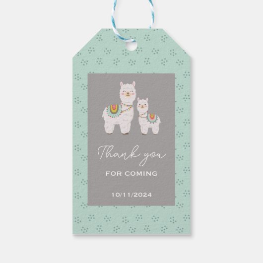 Schattige Boho Llama baby shower Cadeaulabel (Achterkant)