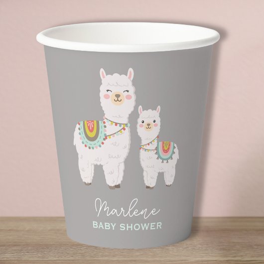 Schattige Boho Llama baby shower Papieren Bekers