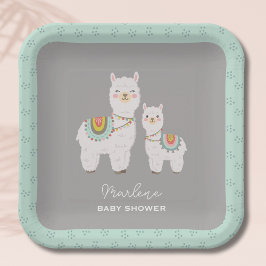 Schattige Boho Llama baby shower Papieren Bordje