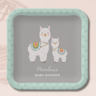 Schattige Boho Llama baby shower Papieren Bordje