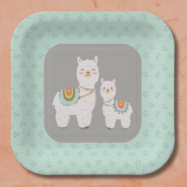 Schattige Boho Llama baby shower Papieren Bordje