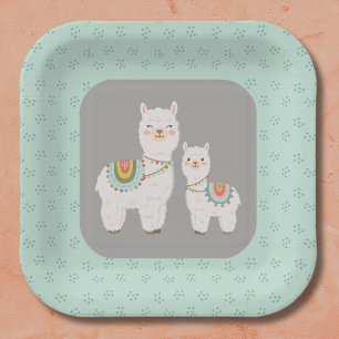 Schattige Boho Llama baby shower Papieren Bordje