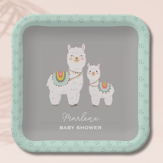 Schattige Boho Llama baby shower Papieren Bordje