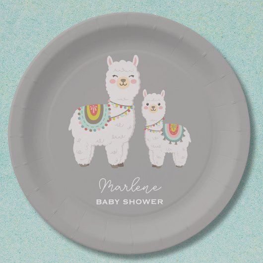 Schattige Boho Llama baby shower Papieren Bordje