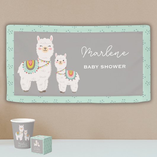 Schattige Boho Llama baby shower Spandoek