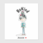 Schattige BOHO meisje "Wees vriendelijk" Sticker (Vel)