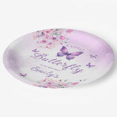 Schattige Boho Modern Vlinder bloemig meisje baby Papieren Bordje (Gekanteld)