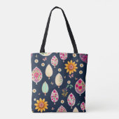 Schattige boho moderne elegante bloemige retro sti tote bag (Achterkant)