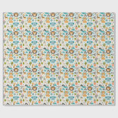 Schattige Boho Oerwoud Dieren Verjaardagsfeest Cadeaupapier (Vlak)