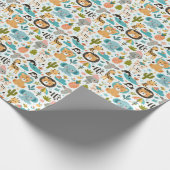 Schattige Boho Oerwoud Dieren Verjaardagsfeest Cadeaupapier (Hoek)