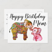 Schattige Boho Olifant Gefeliciteerd Moeder Briefkaart (Voorkant / Achterkant)