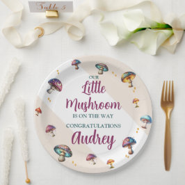 Schattige boho paddenstoelen Baby Shower Papieren Bordje