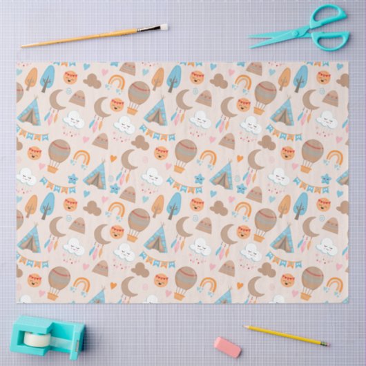 Schattige Boho Pattern op Bruin Tissuepapier (Craft)