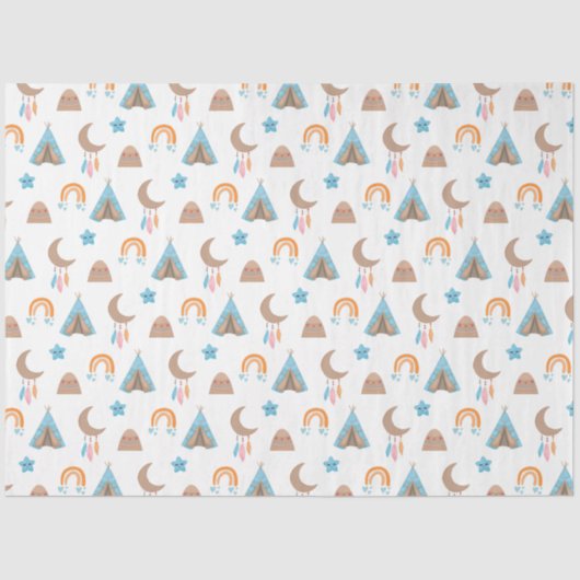 Schattige Boho Pattern op Wit Tissuepapier (Voorkant)