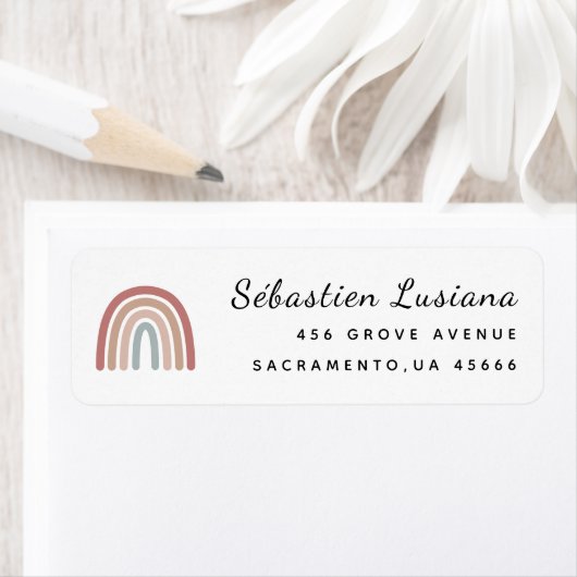 Schattige Boho Rainbow Baby shower retouradres Etiket (Insitu)