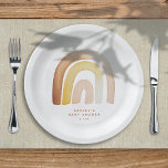 Schattige Boho Rainbow Genderneutraal Baby shower Papieren Bordje<br><div class="desc">Dit zoete baby showers papieren bord heeft een neutrale kleur waterverf regenboogillustratie met moderne typografie. Dit is het perfecte ontwerp voor een lief genderneutraal baby shower en coördineert met ons "Schattigee Boho Rainbow" Baby showers collectie!</div>