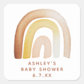 Schattige Boho Rainbow Genderneutraal Baby shower Vierkante Sticker (Voorkant)