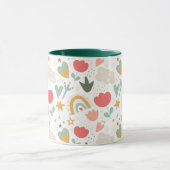 Schattige Boho Regenbogen, Harten en Bloemen Mok (Midden)