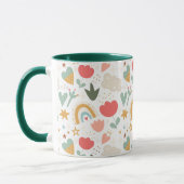 Schattige Boho Regenbogen, Harten en Bloemen Mok (Links)