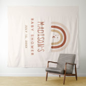 Schattige Boho Regenboog Terracotta Baby Shower Ma Wandkleed (In Situ (horizontaal))