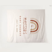 Schattige Boho Regenboog Terracotta Baby Shower Ma Wandkleed (Voorkant (horizontaal))