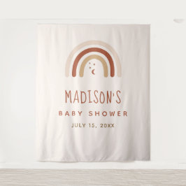 Schattige Boho Regenboog Terracotta Baby Shower Ma Wandkleed