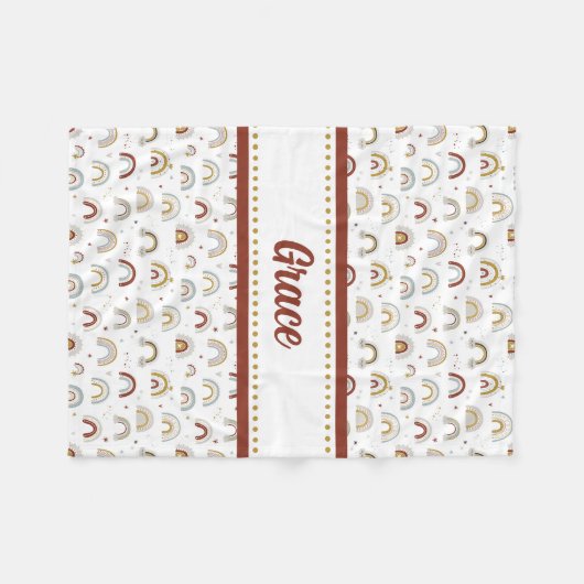 Schattige Boho regenboogpatroon Kinder fleece deke (Voorkant (Horizontaal))