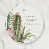 SCHATTIGE BOHO ROZE BLOEMEN WOESTIJN CACTUS LOOF H BEDANKJES LABELS (Voorkant)