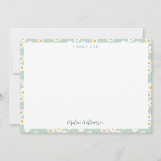 Schattige Boho Sage Daisies Bloemen Custom Baby sh Bedankkaart (Voorkant)