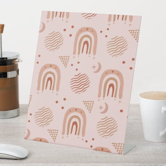 Schattige Boho Seamless Pattern Reclamebord Met Voetstuk (Insitu)