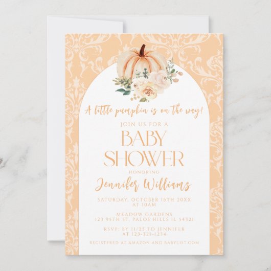 Schattige Boho Sinaasappel Kleine Pompoen Baby sho Kaart (Voorkant)