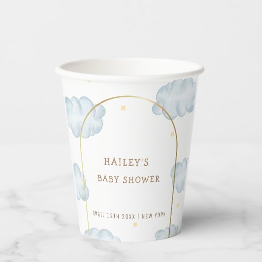 Schattige Boho Star Cloud Arch Boy Baby shower Papieren Bekers (Voorkant)