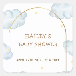 Schattige Boho Star Cloud Arch Boy Baby shower Vierkante Sticker