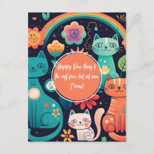 Schattige Boho Stijl Kat Verjaardag Briefkaart