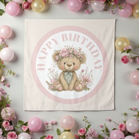 Schattige Boho Teddibeer Verjaardagsfeestje Wandkleed